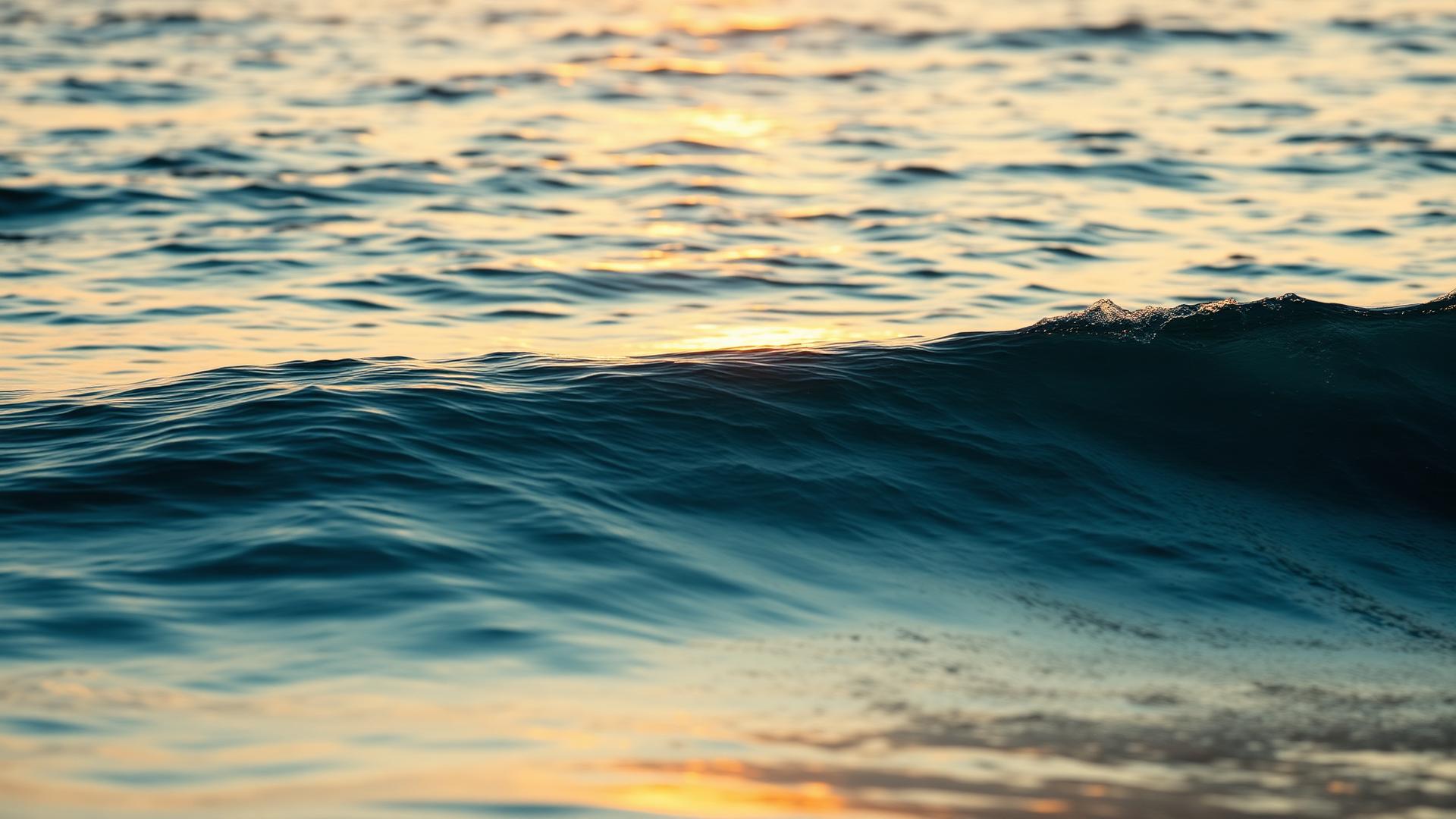 Calm ocean water at golden hour
